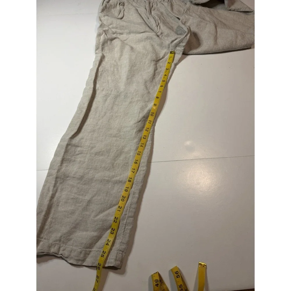 Reformation Linen Pants Beige Neutral High Rise Straight Leg Trousers 4 Petite